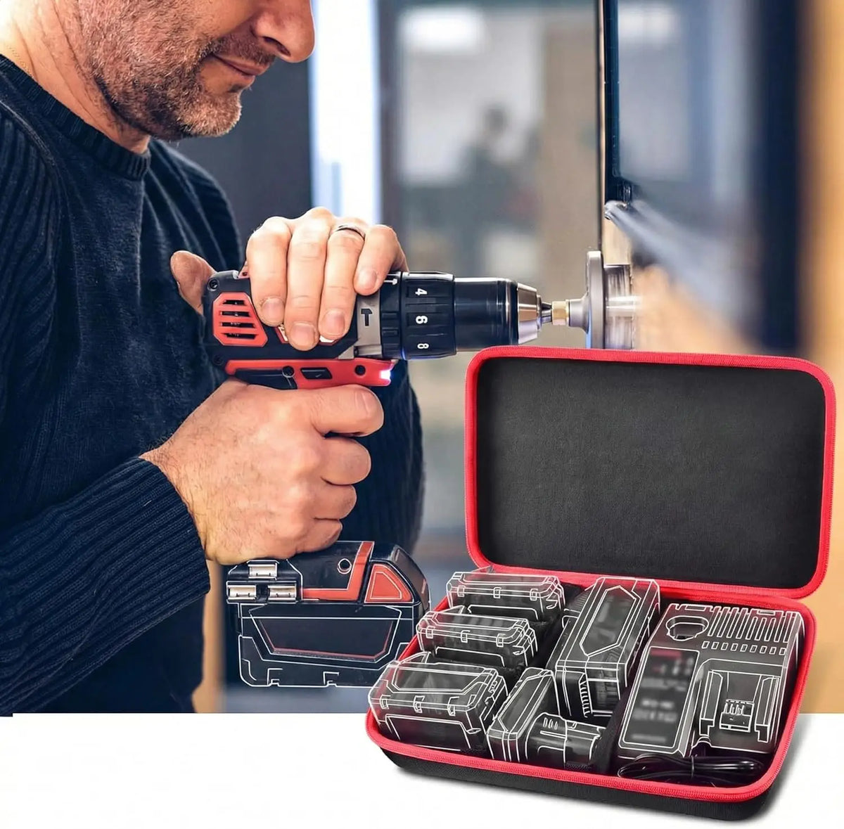 Extra Large Hard Battery Carrying Case – Tool Batteries & Charger Battery Storage Case Babs
