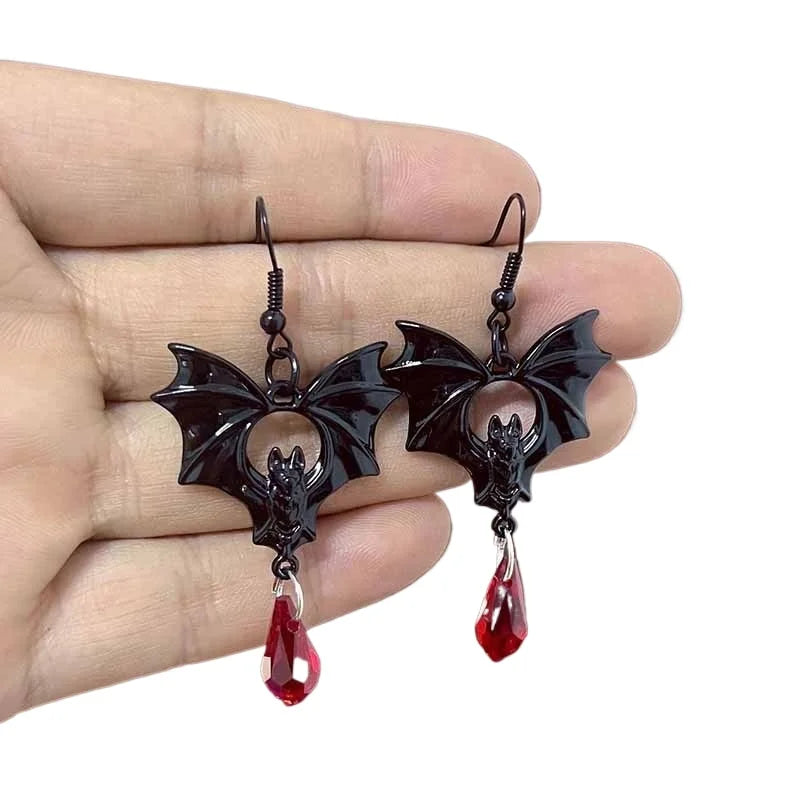 Gothic Vampire Bat Drop Earrings – Witch Jewelry Zinc Alloy Gothic Drop Earrings Babs