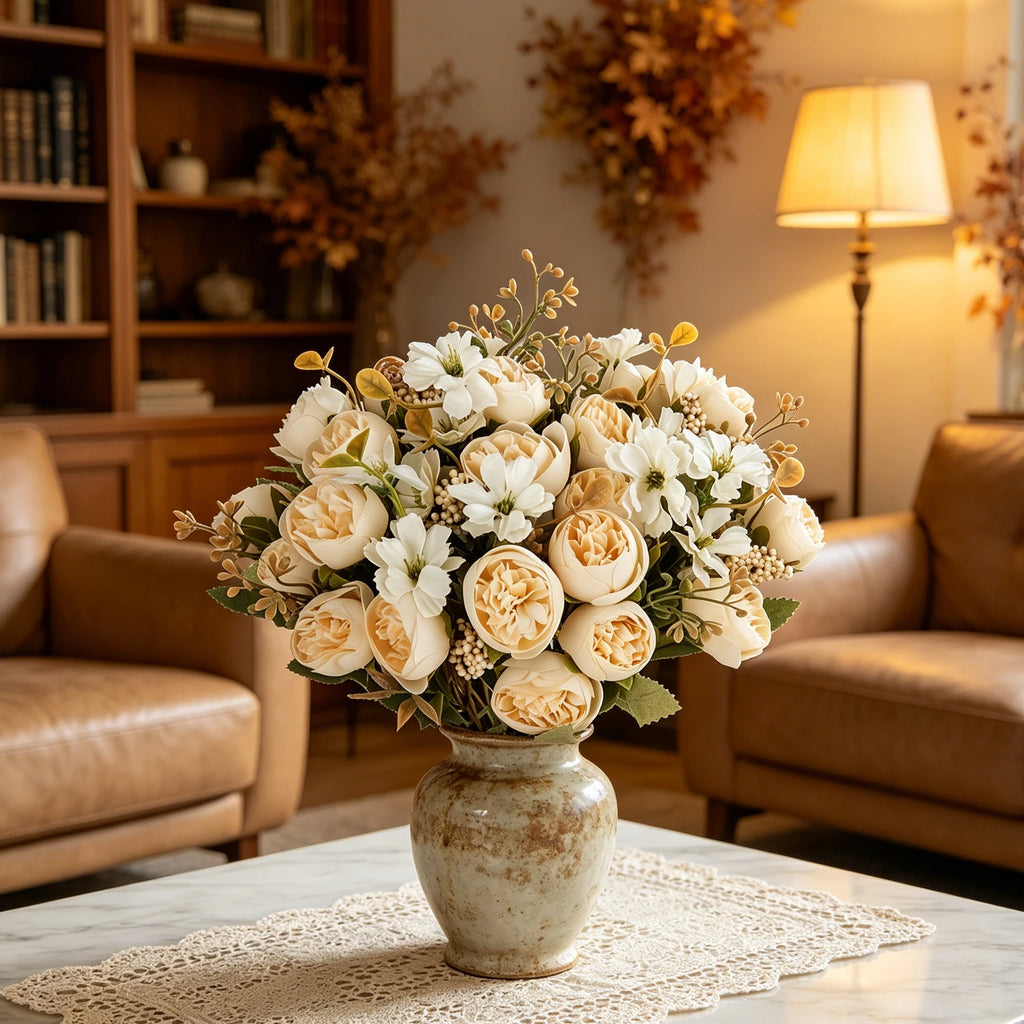 Silk Artificial Rose Peony Bouquet – Wedding & Home Décor Artificial Flower Bouquet Babs