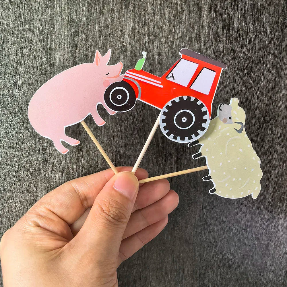 12Pcs Farm Animal Cake Toppers – Party & Baby Shower Picks Cake Toppers Babs