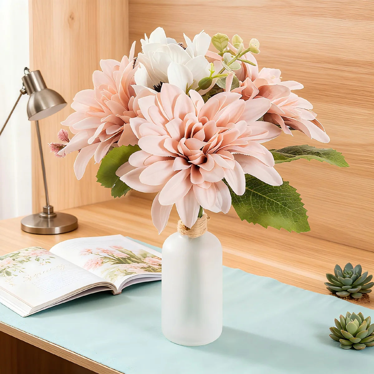 Artificial Silk Dahlia Camellia Bouquet | Wedding & Home Decor Artificial Flower Bouquet Babs