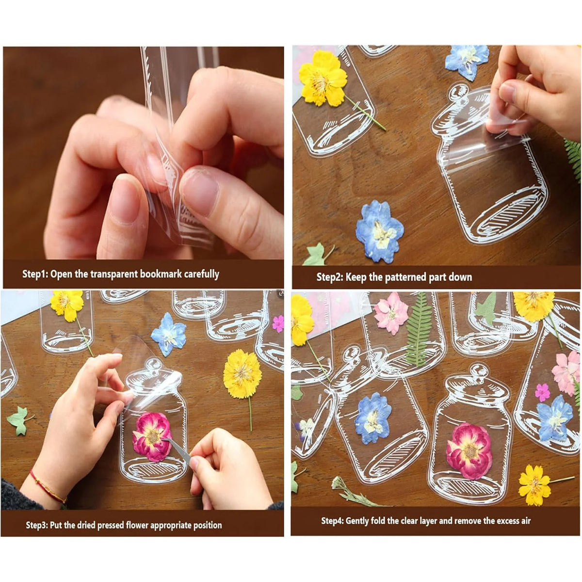 DIY Transparent Pressed Flower Bookmarks Kit – 20/40 Pcs DIY Craft Kit Babs