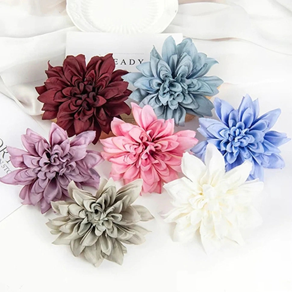 Silk Rose Dahlia Flower Heads for Wedding & DIY Decor Artificial Silk Flowers Babs