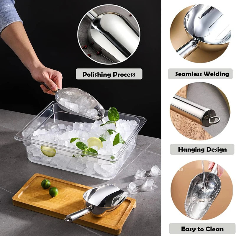 Stainless Steel Ice Scoop Set – 5, 8 & 12 oz | Bar & Kitchen Kitchen Ice Scoop Babs