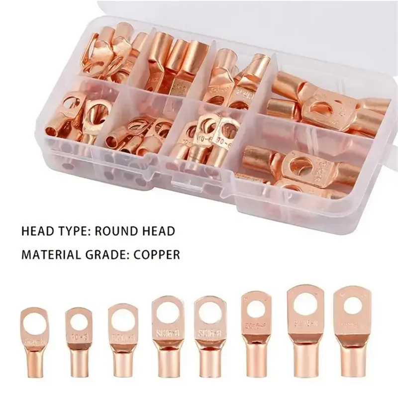 60Pcs Tinned Copper Crimp Ring Terminal Connectors – DIY & Auto Crimp Wire Terminals Babs