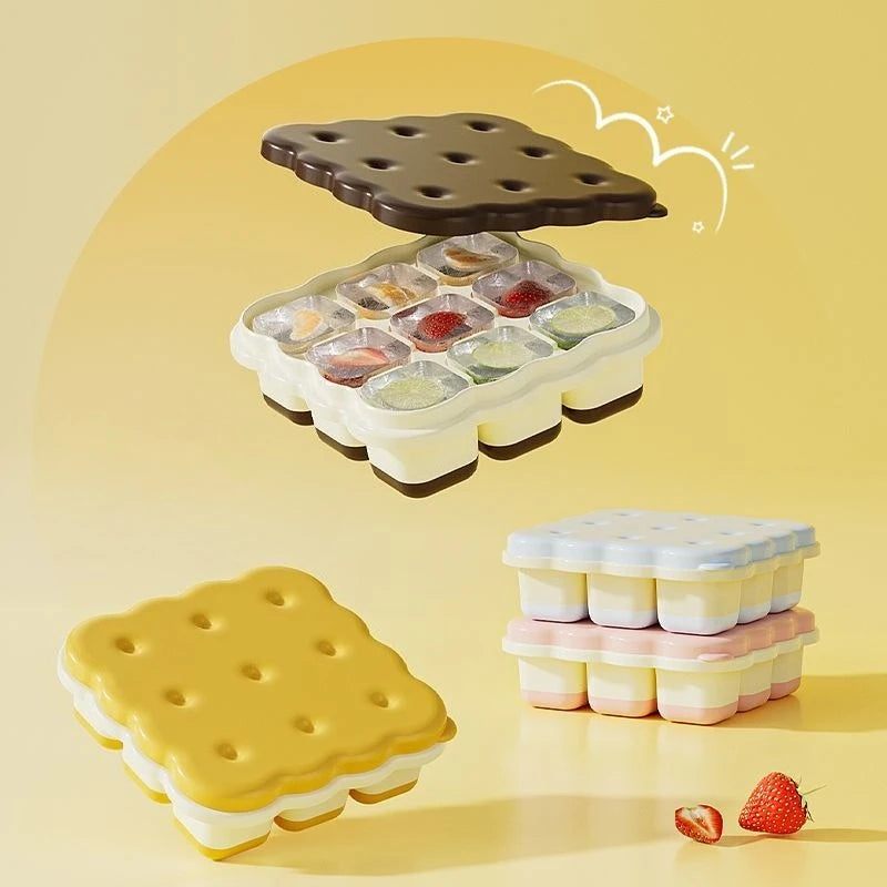 Silicone Ice Cube Mold – Biscuit Shape, Easy Press Release Silicone Ice Cube Tray Babs