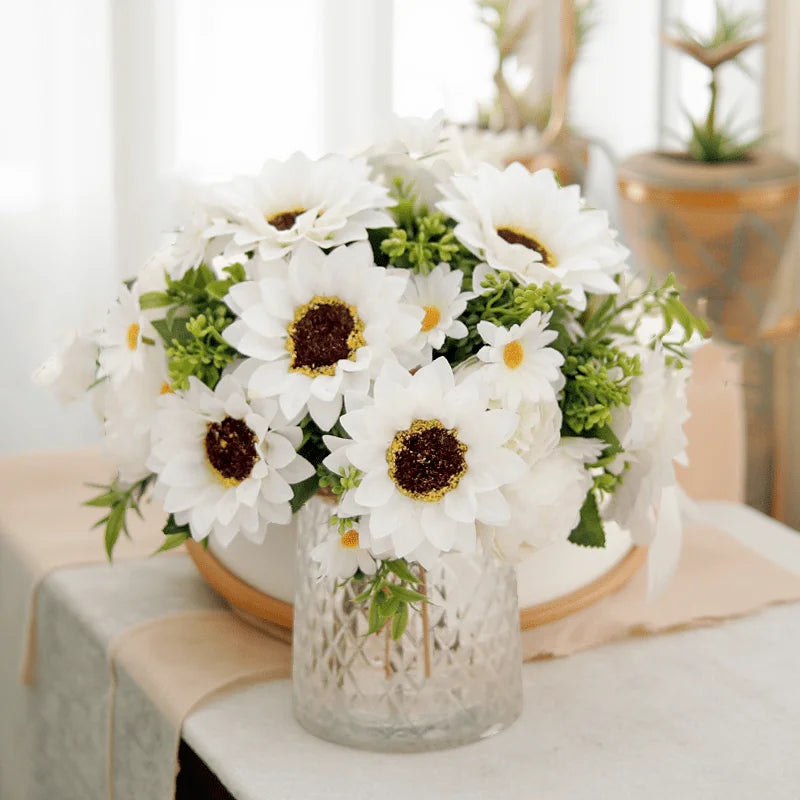 Silk Peony Sunflower Daisy Artificial Flowers – Home & Wedding Artificial Flower Stems Babs