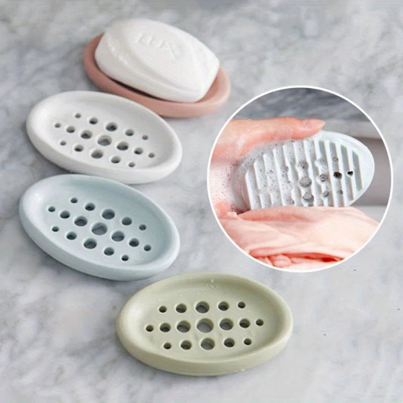Silicone Soap Dish with Drain Rack & Cleaning Brush Soap Dish Babs