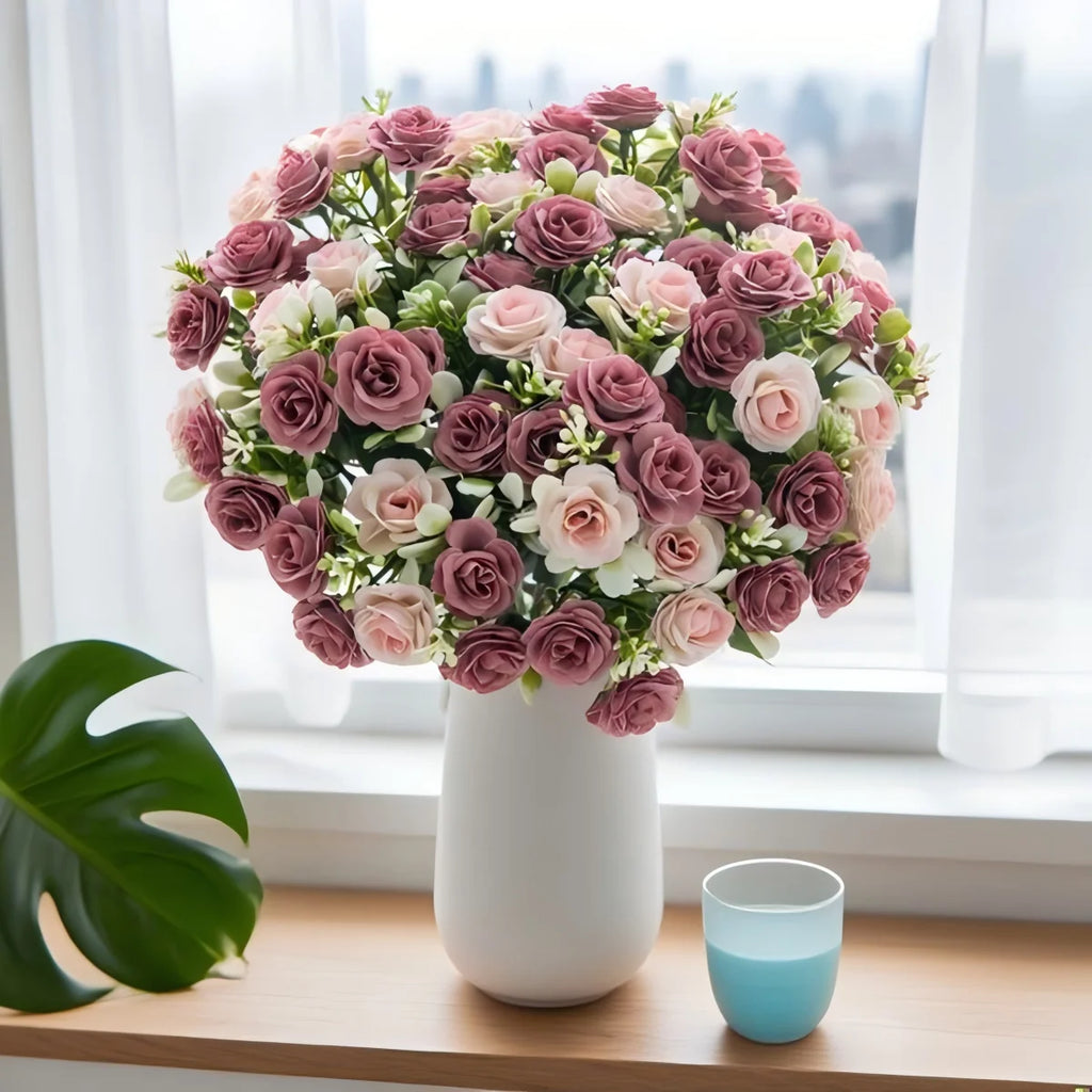 Multi-Head Silk Roses Artificial Flowers – Wedding & Home Décor Artificial Silk Flowers Babs