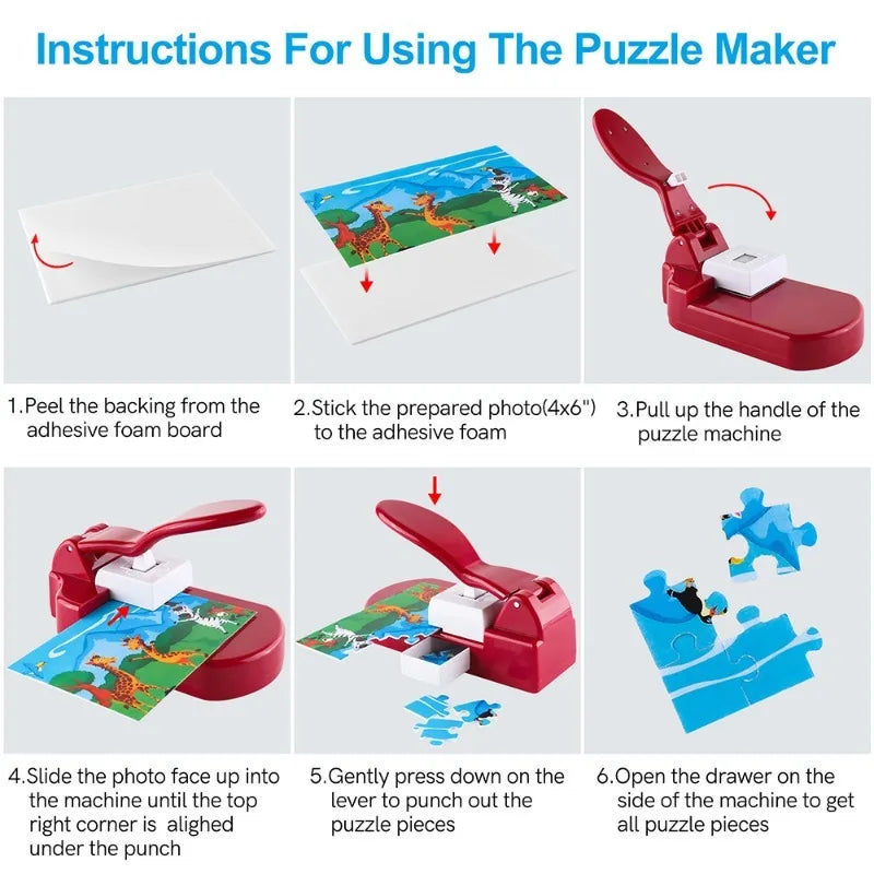 DIY Jigsaw Punch Machine with 10 Cardboard Pieces – Creative Kit Jigsaw Craft Tool Babs