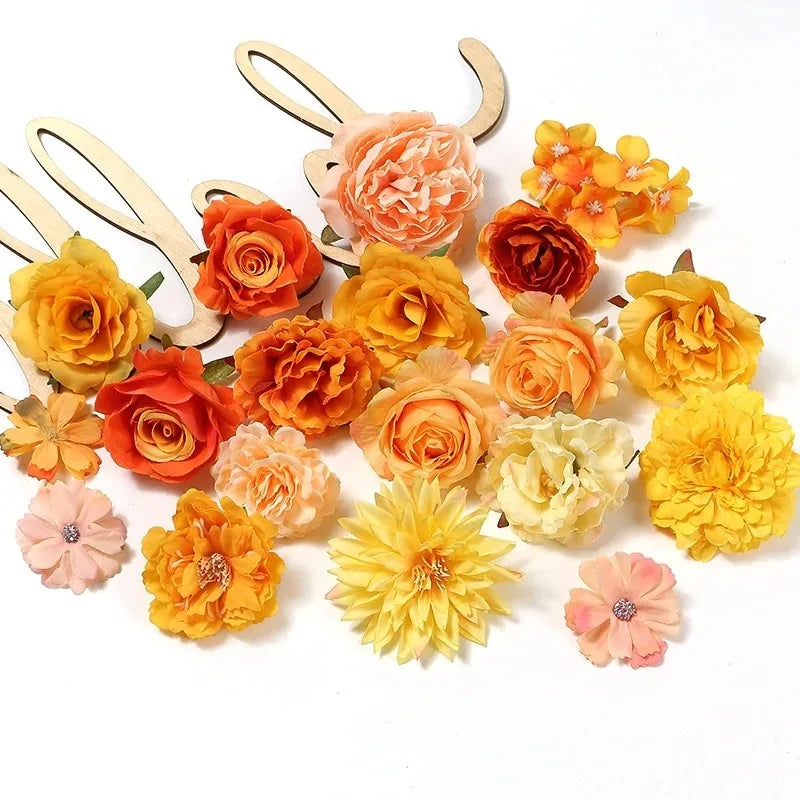 Orange Silk Rose Artificial Flowers – Wedding & Home Décor Artificial Silk Flowers Babs