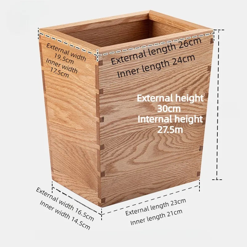 Wooden Trash Can Large Capacity Modern Minimalist Dustbin Wooden Waste Bin Babs Oak-Trapezoid