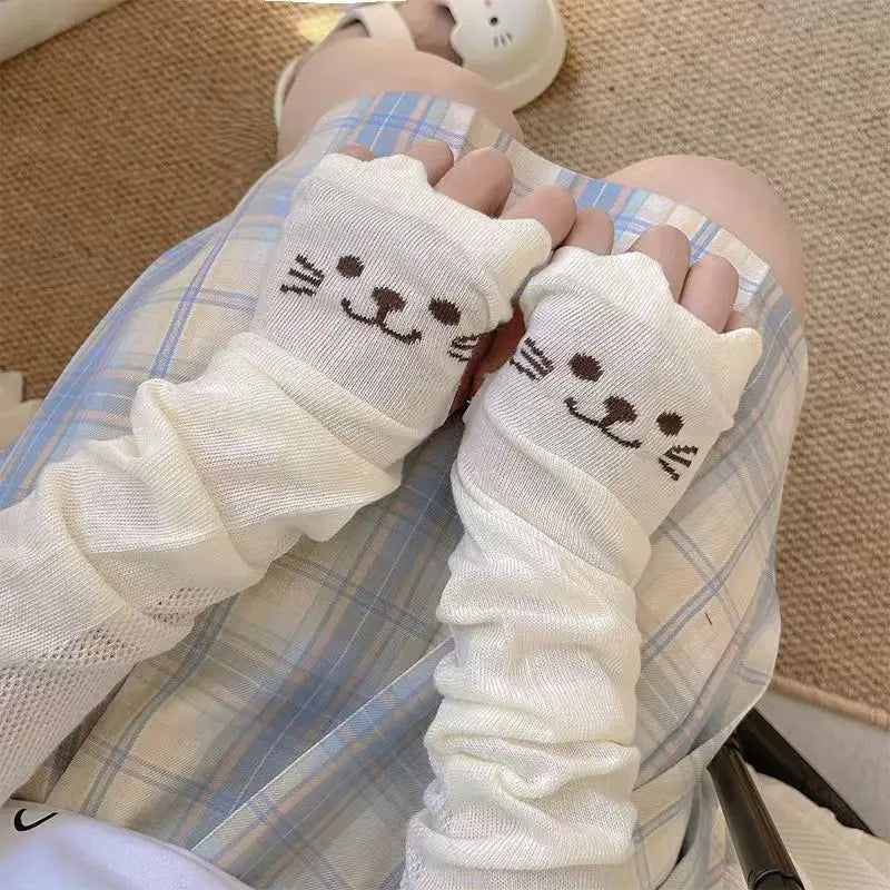 Cat Paw Cartoon Arm Sleeves – Breathable Sun Cover for Women Arm Sleeves Babs 1 pairs