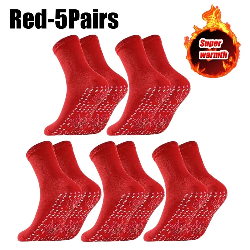Magnetic Therapy Massage Socks – Warm Non-Slip Winter Socks Magnetic Therapy Socks Babs Red-5Pairs