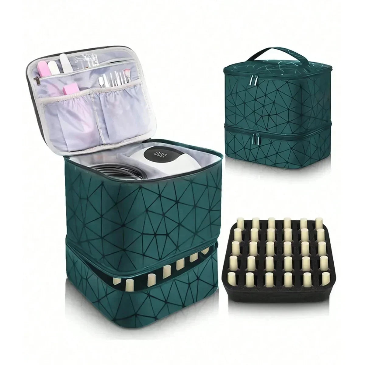 Double-Layer Nail Polish & Essential Oil Travel Organizer Bag Nail Polish Organizer Babs Green