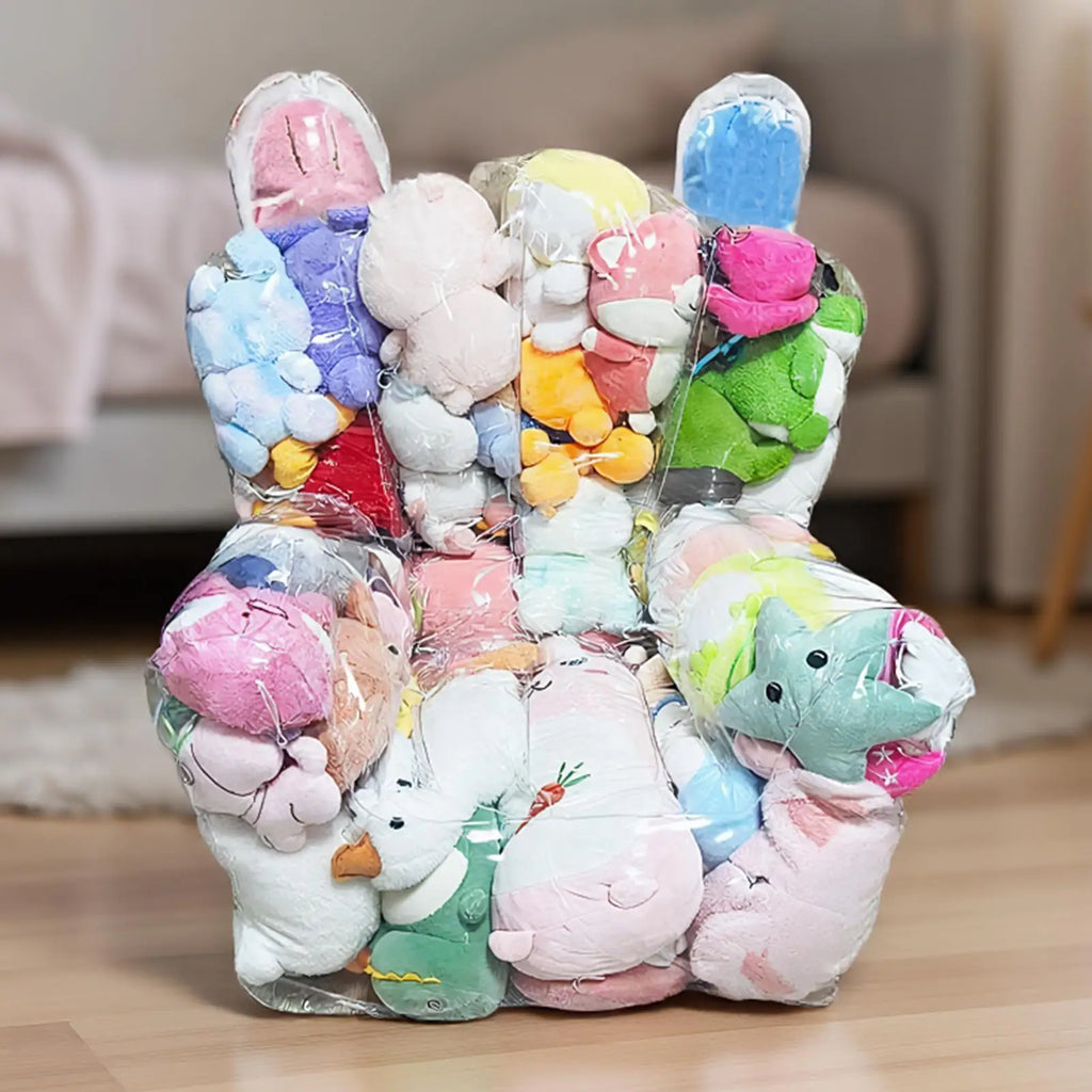 Clear Bean Bag Stuffed Animal Storage Chair for Kids Toy Storage Chair Babs