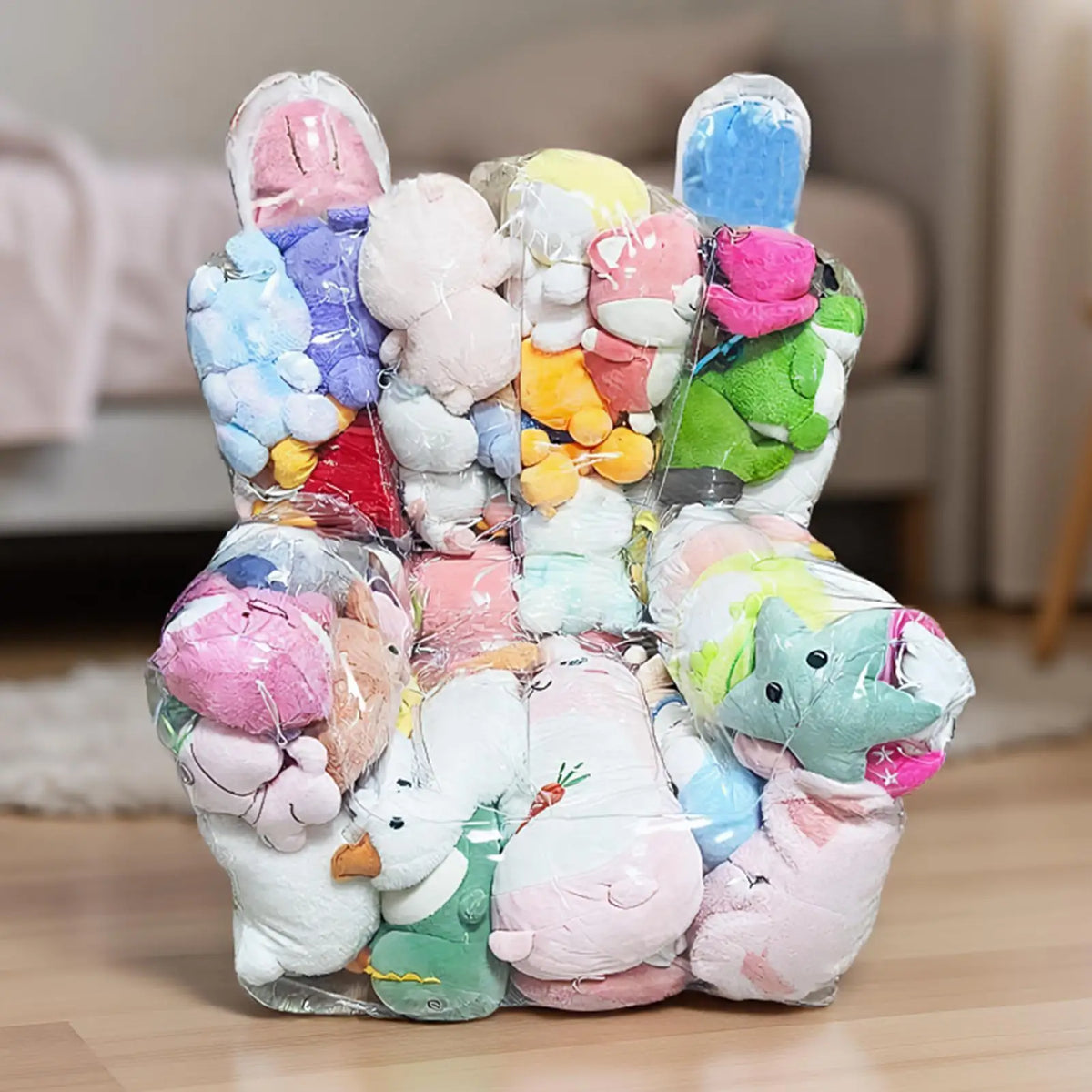 Clear Bean Bag Stuffed Animal Storage Chair for Kids Toy Storage Chair Babs