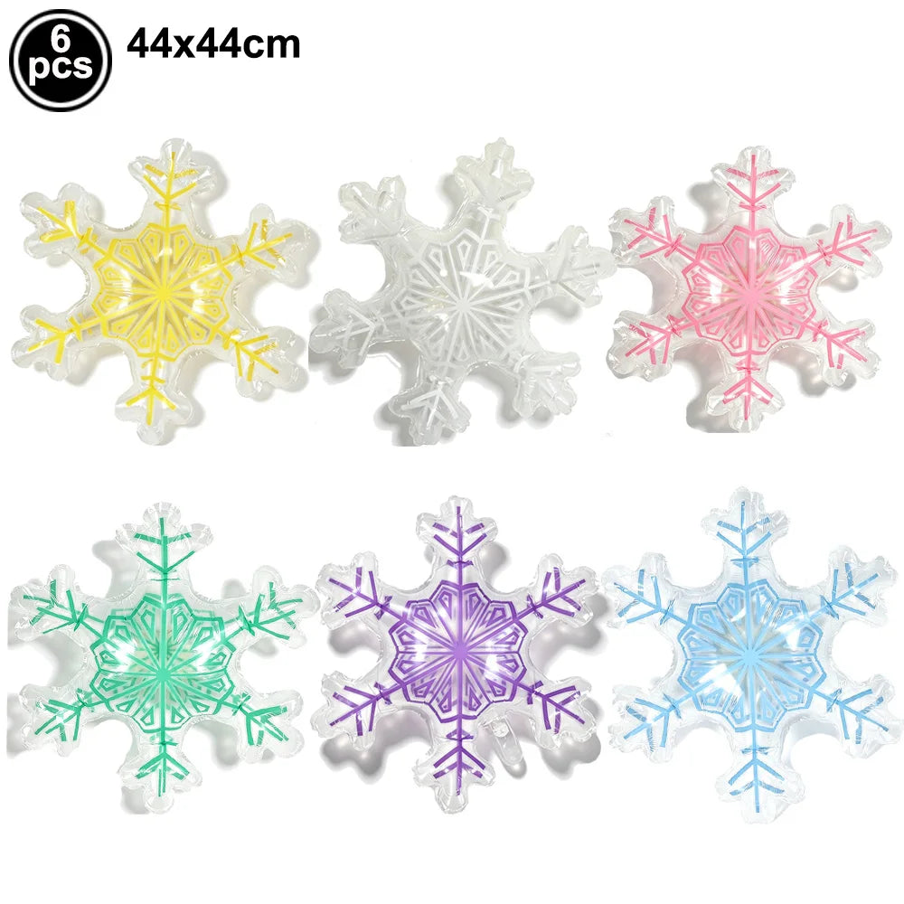 Snowflake Foil Balloons – White Pink Blue Party Décor Foil Party Balloons Babs Clear As pictures show
