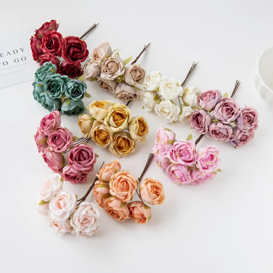 Artificial Silk Tea Rose Bouquet for Wedding & Home Decor Artificial Flower Bouquet Babs