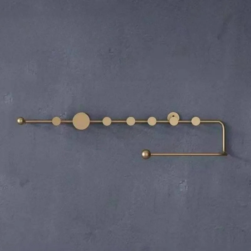 Nordic Metal Wall-Mount Coat Rack – 8-Hook Iron Hanger Wall-Mount Coat Rack Babs Gold