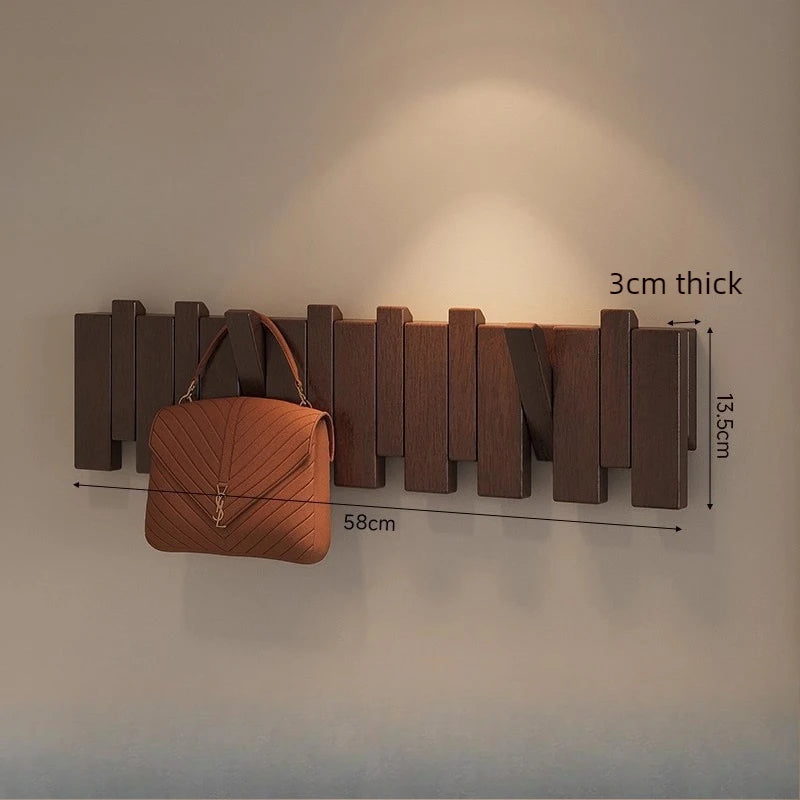 Piano Key Solid Wood Wall Coat Rack – 10 Hooks, Modern Style Wall Coat Rack Babs 32MM-8 Hooks