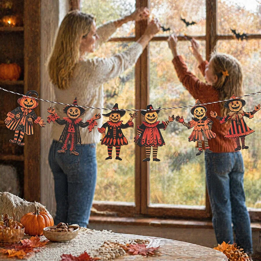 6-Piece Halloween Wooden Pumpkin Ghost Hanging Pendants Halloween Wooden Pendants Babs