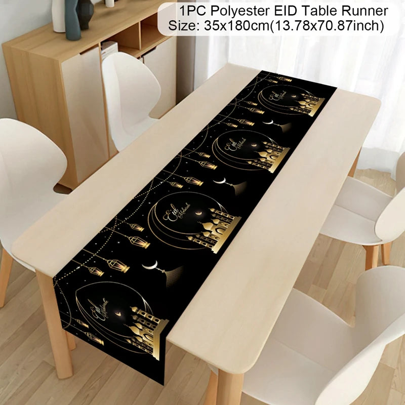 Ramadan Eid Mubarak Table Runner – Festive Polyester Tablecloth Festive Table Runner Babs 5