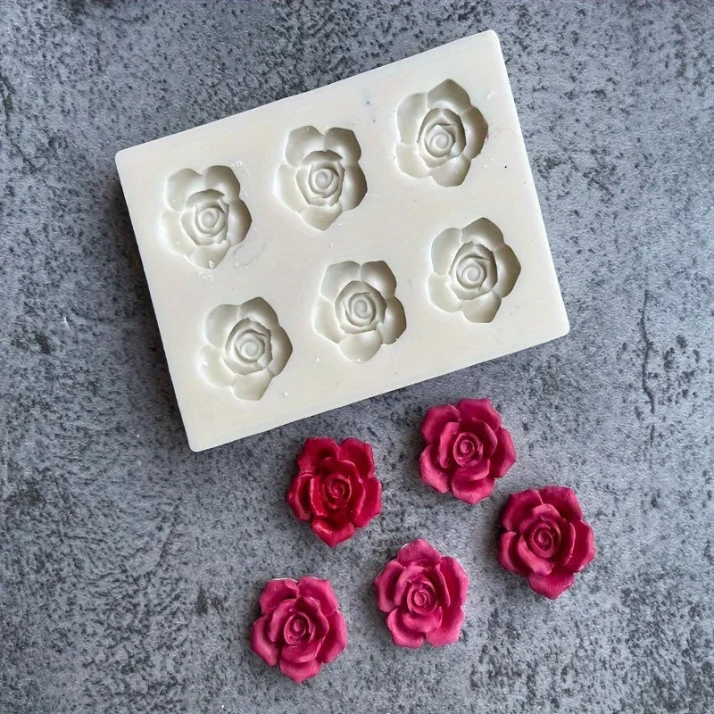6-Cavity Rose Flower Silicone Mold – Candles & Soap Making Silicone Craft Mold Babs