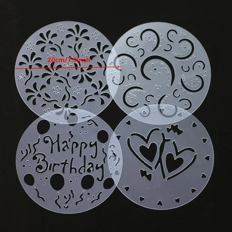 4-Piece Cake Stencils Set – Latte Art & Pastry Decorating Molds Cake Decorating Stencils Babs 4pcs