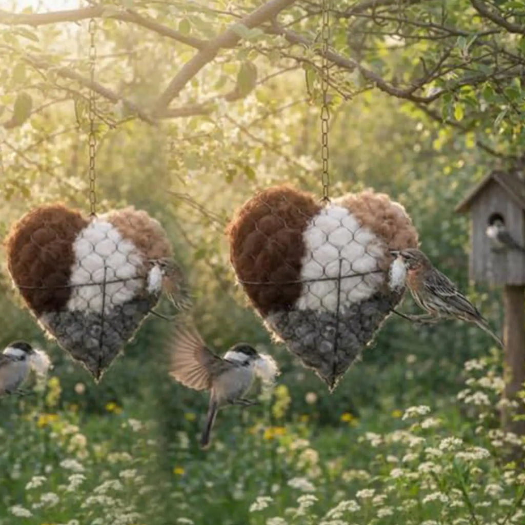 Heart-Shaped Bird Nesting Holder – Hangable Outdoor Fiber Nest Bird Nesting Holder Babs