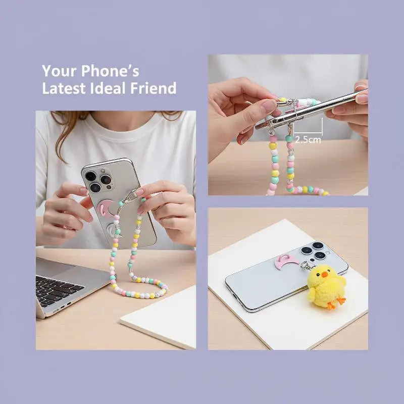 2pcs Adhesive Metal Phone Charm Holder & Keychain Loop Hook Phone Charm Holder Babs
