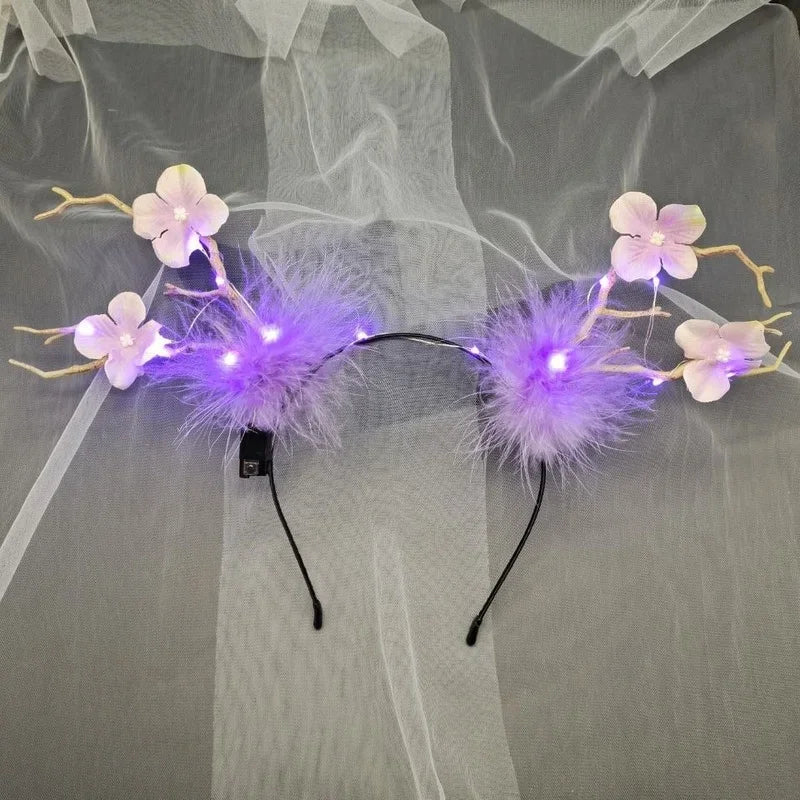 10pcs LED Light-Up Flower Headbands for Party & Concert LED Party Headband Babs