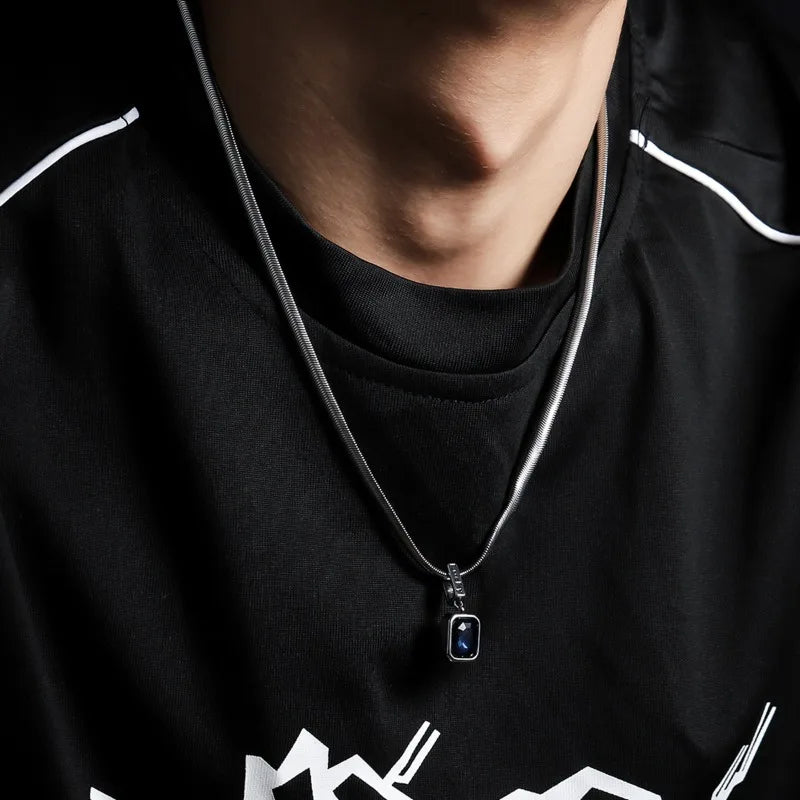 Titanium Steel Snake Bone Chain Pendant Necklace – Unisex Pendant Necklace Babs