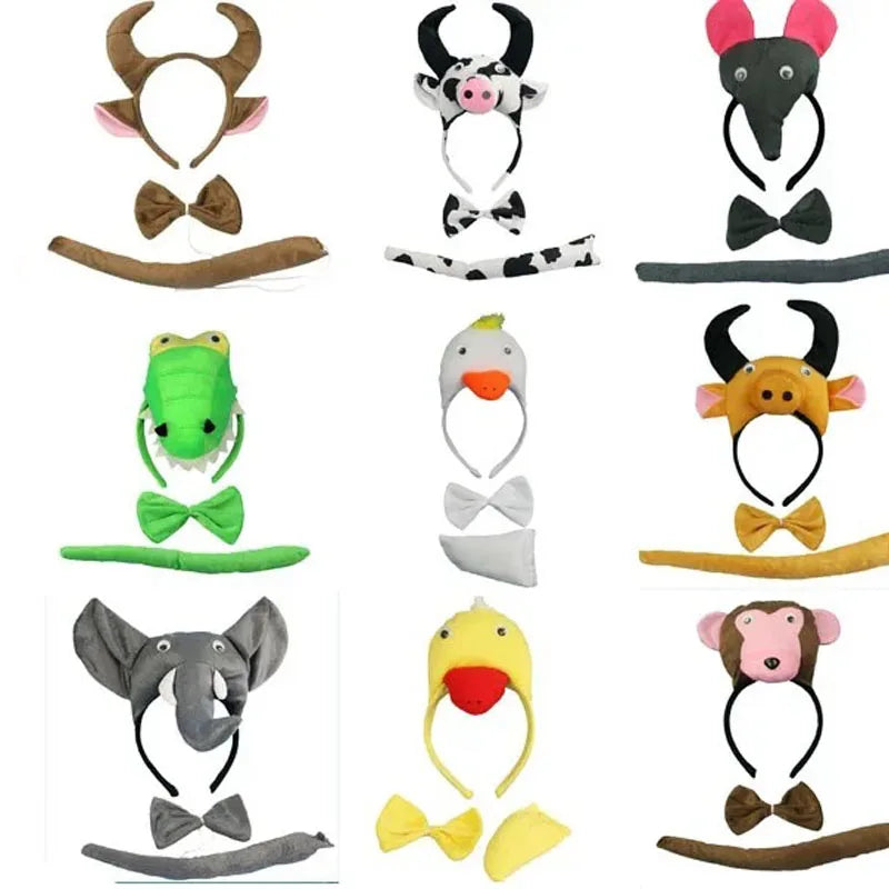 Animal Ear Headband Bow Tie Costume Set – Party & Cosplay Costume Accessory Set Babs