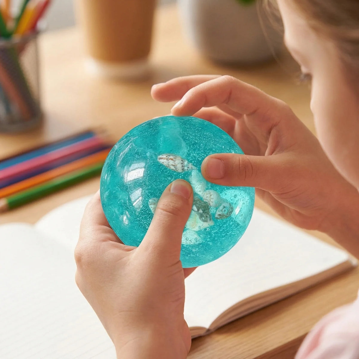 Seashell Squishy Fidget Toy – Teal Transparent Squeeze Sensory Squishy Fidget Toy Babs
