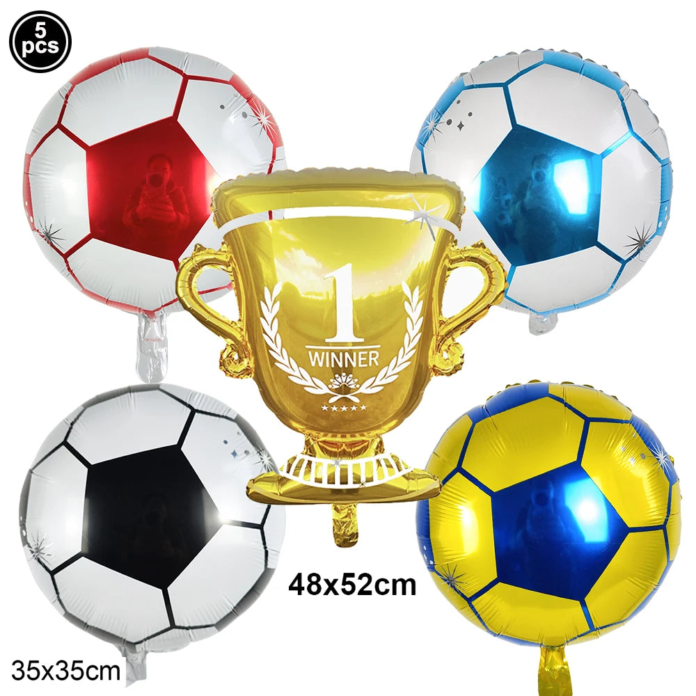 Boy's 8th Birthday Soccer Foil Balloons Party Set