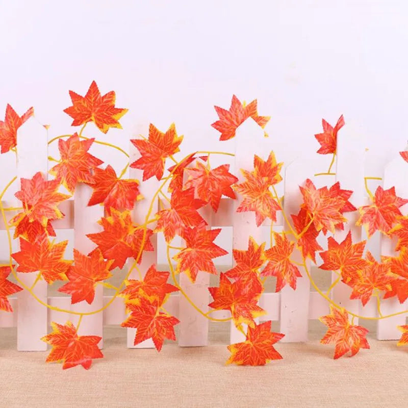 24pcs Red Maple Leaf Vine Garland – Artificial Rattan Decor Artificial Leaf Garland Babs