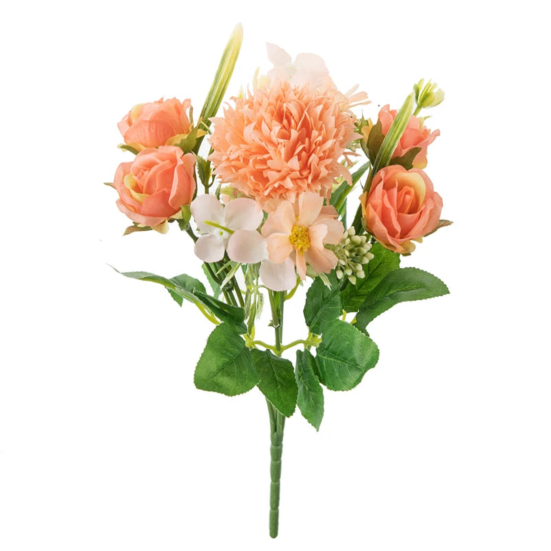 Silk Rose Artificial Flower Wreath – Wedding & Home Decor Artificial Flower Wreath Babs Orange 1 pc