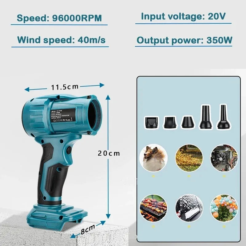 MT-TF06 Brushless Cordless Blower for Makita 18V – 5 Nozzles Cordless Turbo Blower Babs