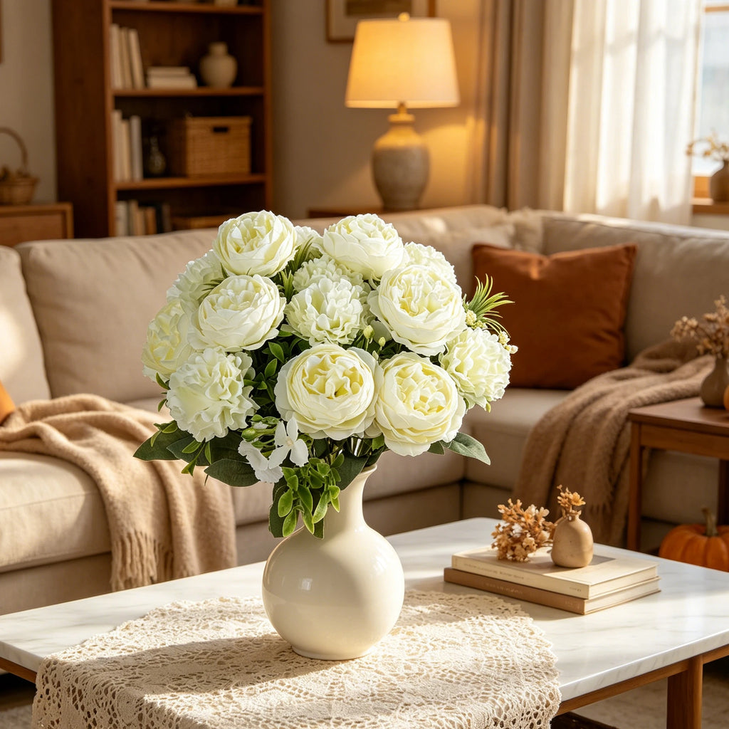 Silk Artificial Peony & Chrysanthemum Bouquet | Wedding Décor Artificial Flower Bouquet Babs