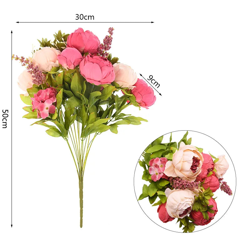 Silk Artificial Peony Bouquet 13 Heads – Wedding & Home Décor Artificial Flower Bouquet Babs