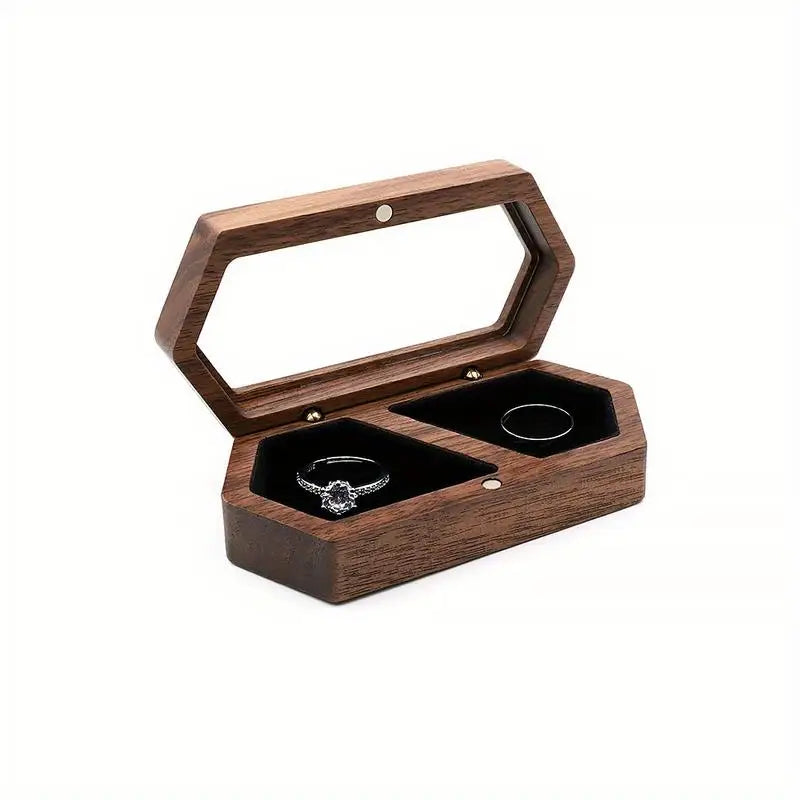 Vintage Wooden Jewelry Box with Transparent Lid Jewelry Storage Box Babs Black