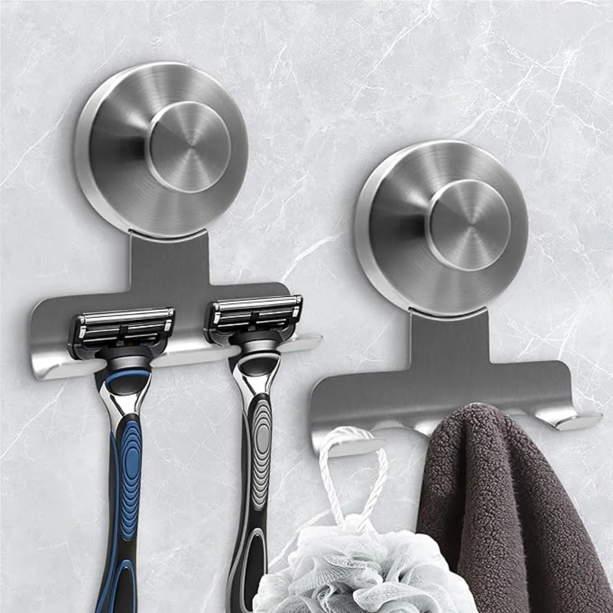 3-Hook Suction Cup Razor Holder – Stainless Steel Shower Hook Shower Razor Holder Babs