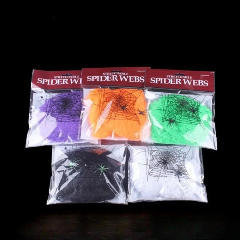 10pc Halloween Spider Web Decorations with Fake Spiders & Cobwebs Halloween Decoration Set Babs