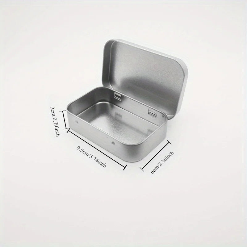 Mini Metal Tin Box – Hinged Tinplate Storage Organizer, Silver Tin Storage Box Babs