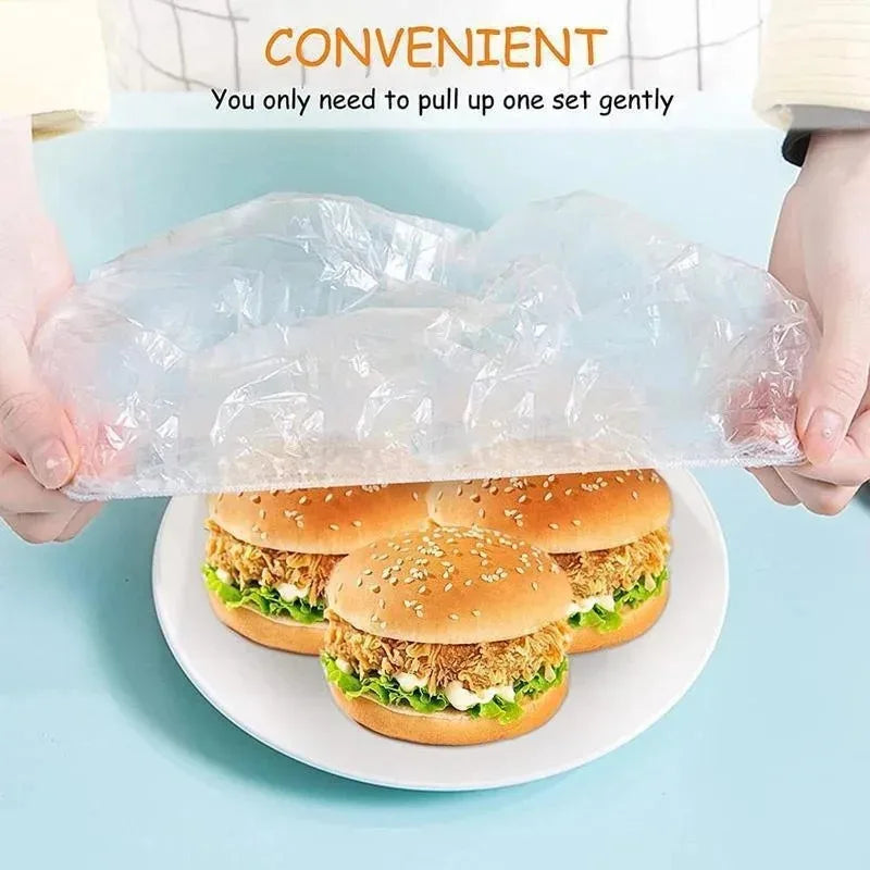 100Pcs Elastic Plastic Food Covers – Dish & Bowl Fresh Seal Food Storage Covers Babs