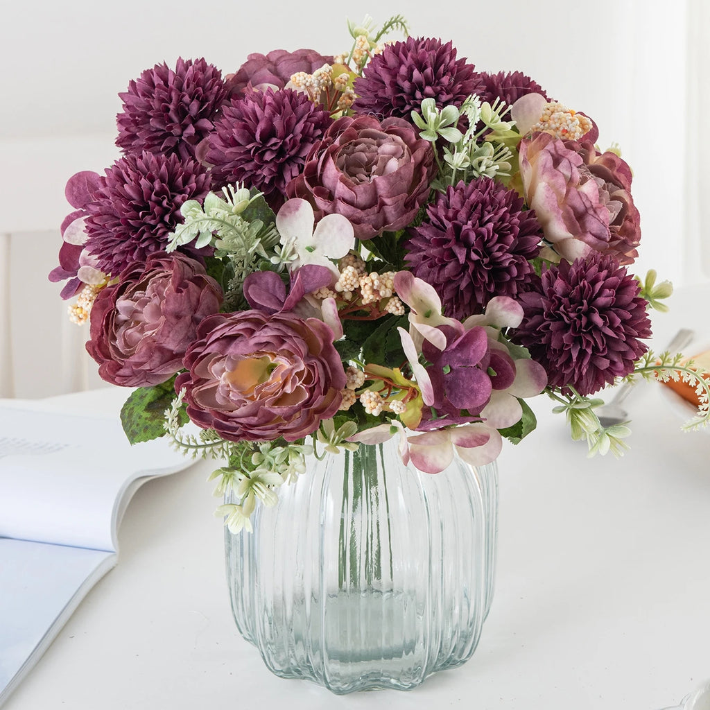 Silk Peony Hydrangea Artificial Flower Bouquet – Wedding Décor Artificial Flower Bouquet Babs