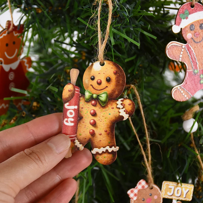 Christmas Wooden Ornaments – Gingerbread Man & Gnome Pendants Christmas Tree Ornament Babs