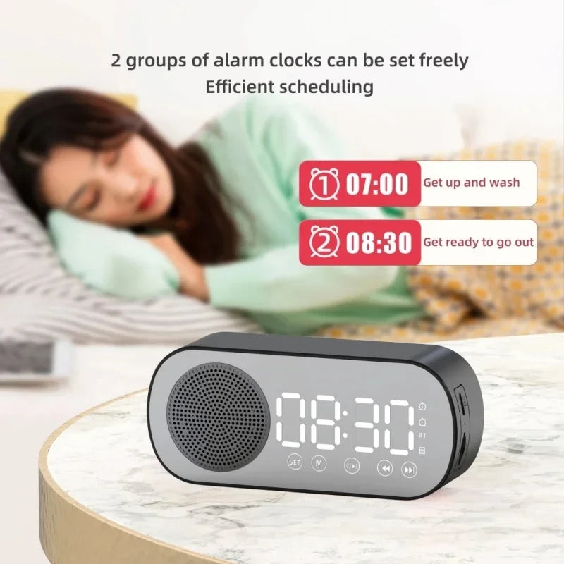 Mirror Digital Alarm Clock – FM Radio, Bluetooth & TF Speaker Digital Alarm Clock Babs