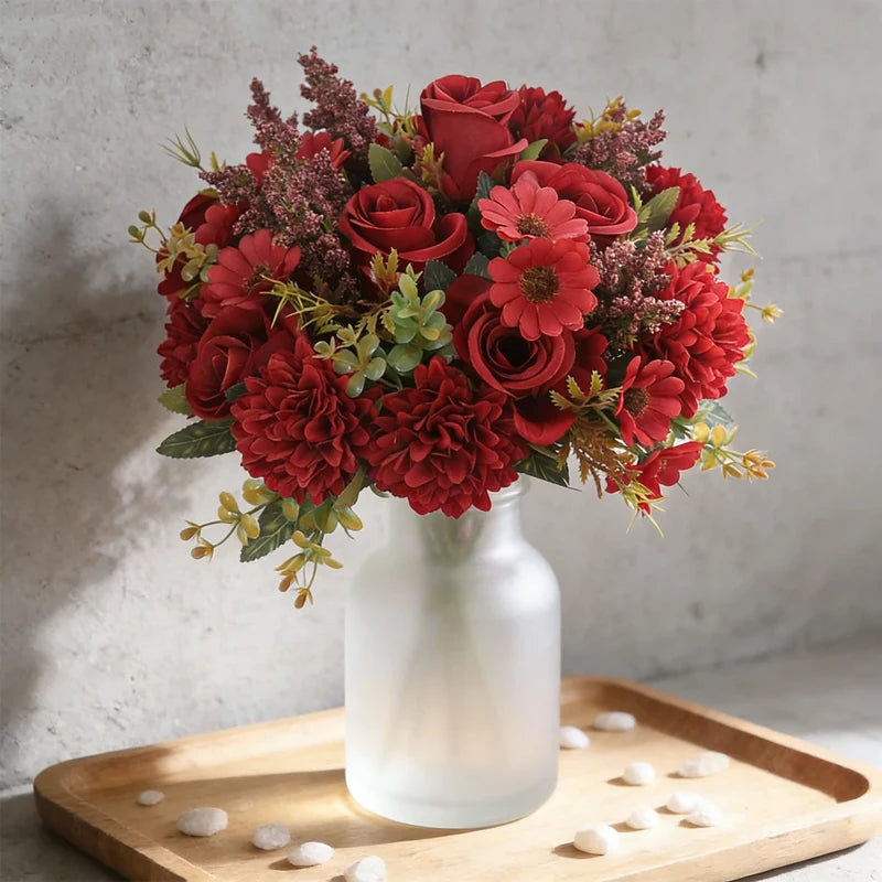 Silk Daisy Rose Artificial Flower Bouquet – Wedding & Home Décor Artificial Flower Bouquet Babs